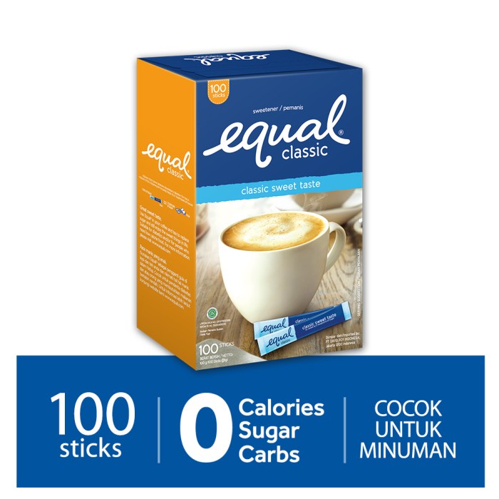 

Fe01Gg Equal Classic Sweetener - 100 Sticks F30E1F111