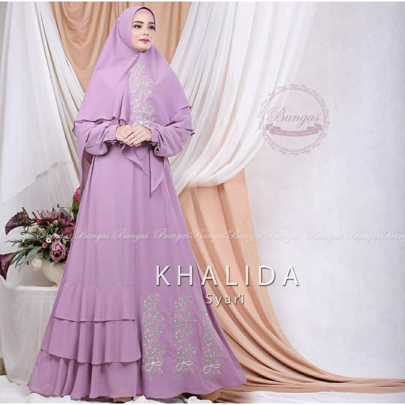 khalida Bungas / gamis pesta syari bordir mewah
