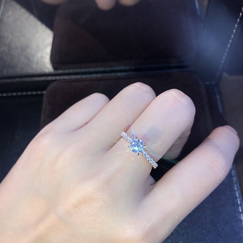 Cincin Kristal Zircon Cubic Putih Elegan Untuk Wanita