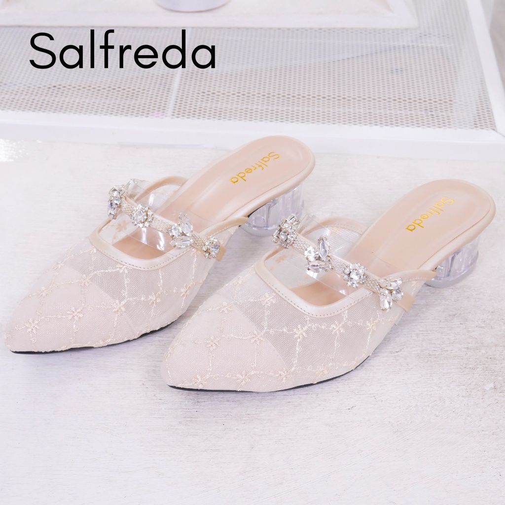 Sepatu Sandal Pesta Wanita Kondangan Elegan Terbaru Mewah Ori Import Impor Korea Brukat Hak Heels 3 cm Kaca Pernikahan Wedding Kantoran DV70001