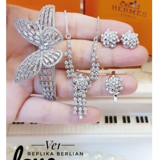 Perhiasan replika berlian set lapis emas 24k V232