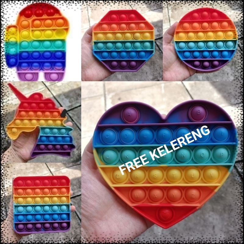 (FREE KELERENG) POP IT RAINBOW JUMBO POP IT MURAH-1