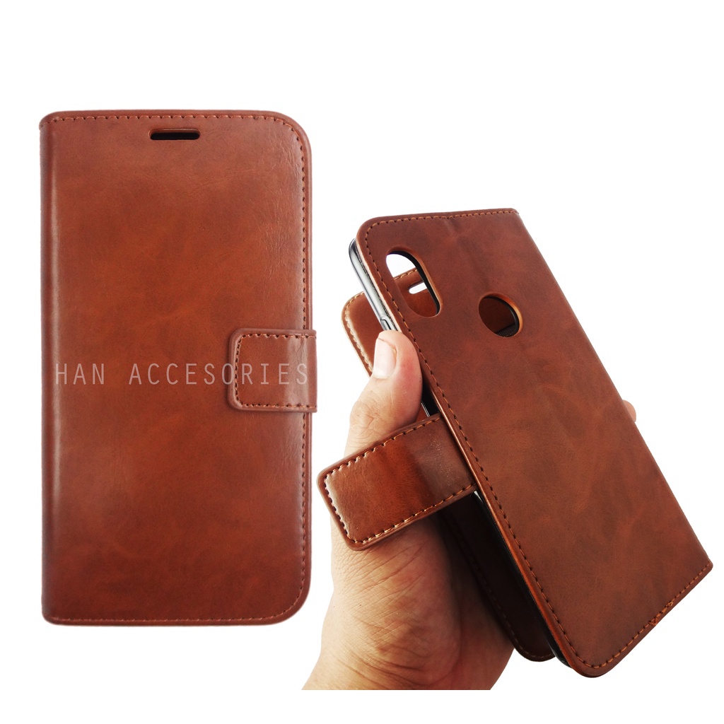 (PAKET HEMAT) Fashion Selular Flip Leather Case Xiaomi Redmi 4X/5/5A/6/6A/6 Pro Flip Cover Wallet Case Flip Case + Nero Temperred Glass