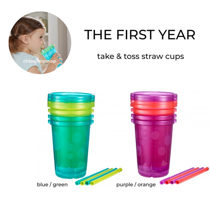 MURAH The First Years Take & Toss Spill-Proof Straw Cups - green