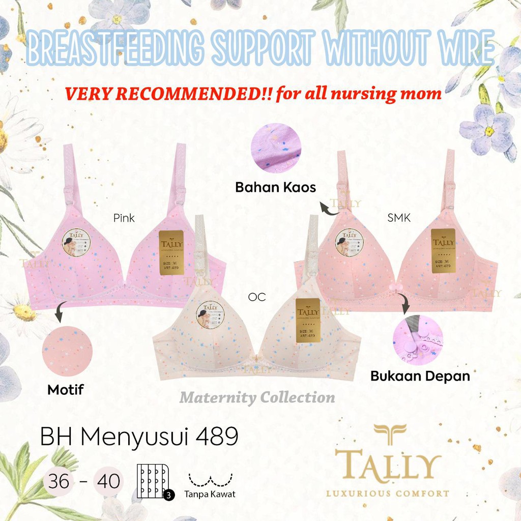 TALLY BRA BH MENYUSUI 489 I CUP B I TANPA KAWAT I BUSA TIPIS I SIZE 36-40