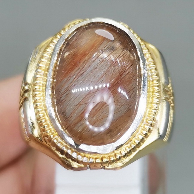 Cincin Batu Akik Asli Kecubung Rambut Sedana Bagus