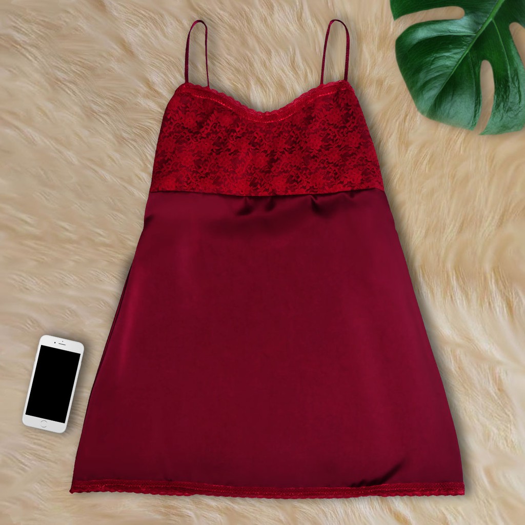 FOLVA tanktop dress baju tidur maxmara A1010M maroon all size