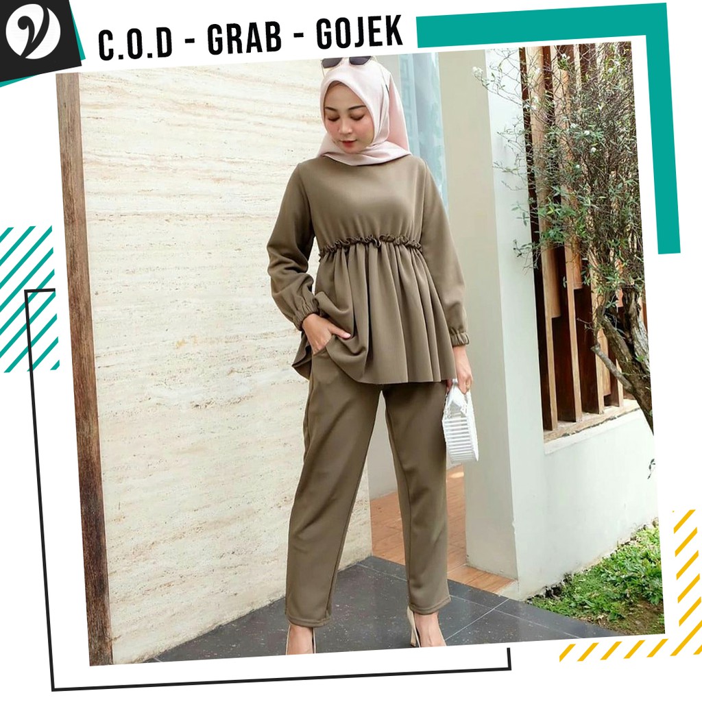 Baju Gamis Thania Moscrep Set Gamis Wanita Muslimah Tanpa Jilbab