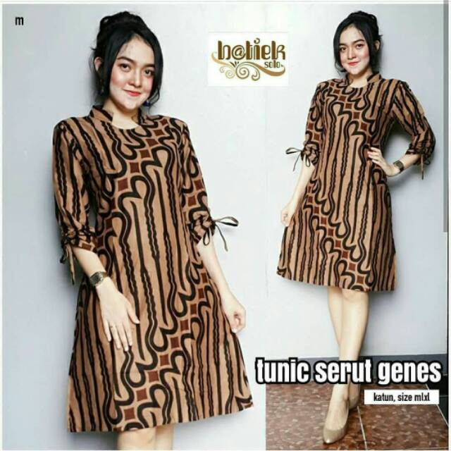 PROMO TUNIK SERUT GENES BATIK KLASIK PARANG PREMIUM CASUAL DRESS MODERN HIJAB