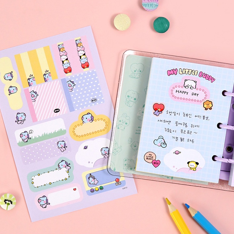 Bt21 Stiker Motif BT21 Lucu Untuk Dekorasi Buku Catatan / Jurnal / Scrapbook DIY