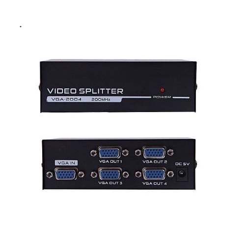 Vga splitter NB 4 port 1440p 200Mhz FHD up 30m adaptor box vga-2004 - Vga 15 pin cabang 1 input to 4 output adapter