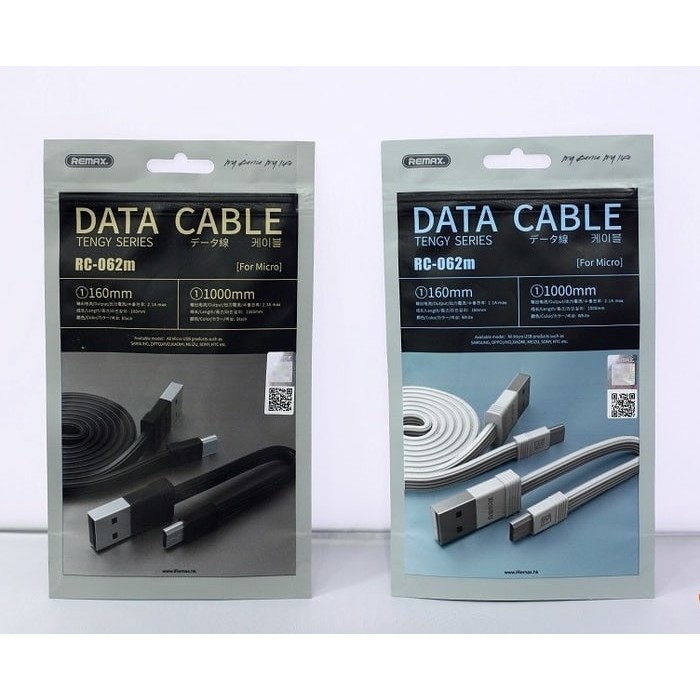Remax Tengy 2 in 1 Micro USB Cable Panjang + Pendek - RC-062m 100% ORI