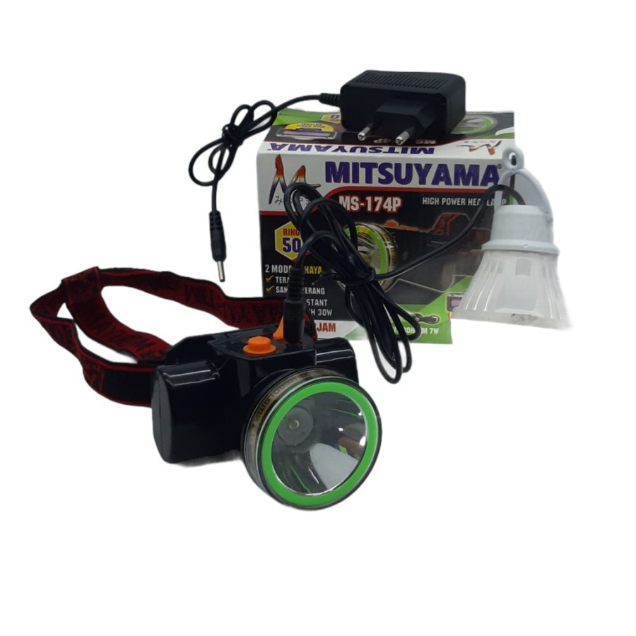 SENTER KEPALA/HEADLAMP LED MITSUYAMA MS-174P 30WATT GRATIS BOHLAM 7 WATT KUALITAS TERBAIK