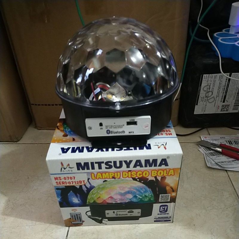 Lampu disco bola bluetooth Mitsuyama MS-0707 gratis Remot cocok Disco, bar, panggung, pesta, dll