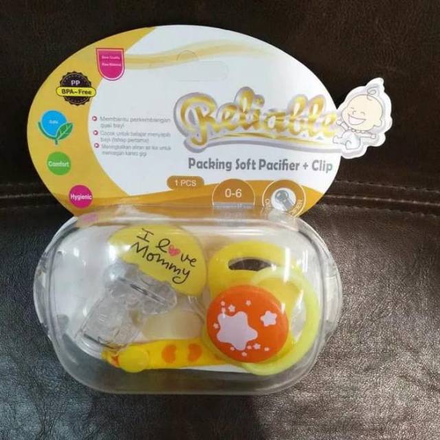 Empeng Reliable Packing Soft Pacifier + Clip lucu SNI BPA FREE Y1