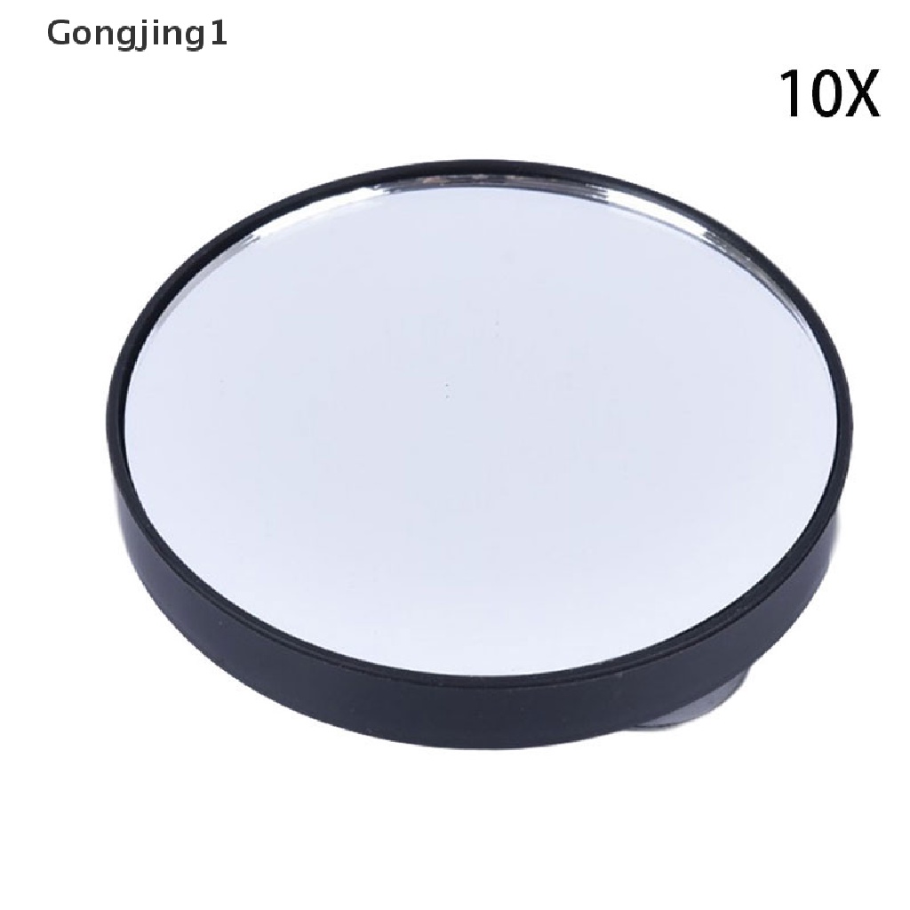 Gongjing1 Cermin Makeup Bulat Portable 5X 10X Pembesaran Dengan Dua Suction Cup