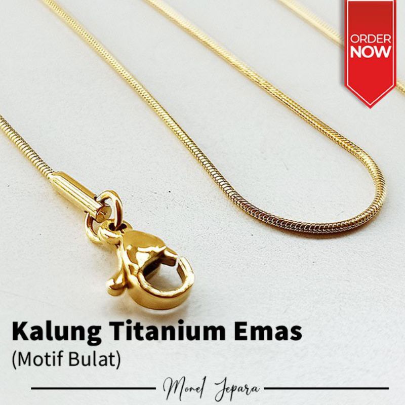 Kalung Titanium Emas Pria Wanita(Panjang 45 50 60 cm)