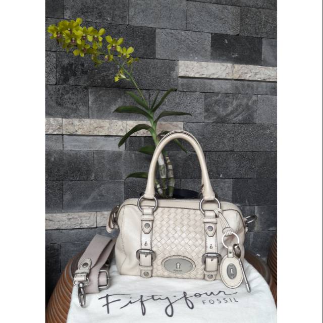 tas fossil maddox wooven satchel size small preloved