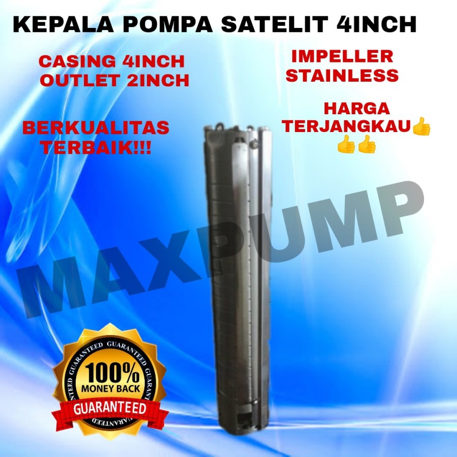 MAXPUMP 4SPM8/10-Kepala pompa Pompa Air Satelit Kipas Stainless Casing 4Inch Only kepala pompa Satelit