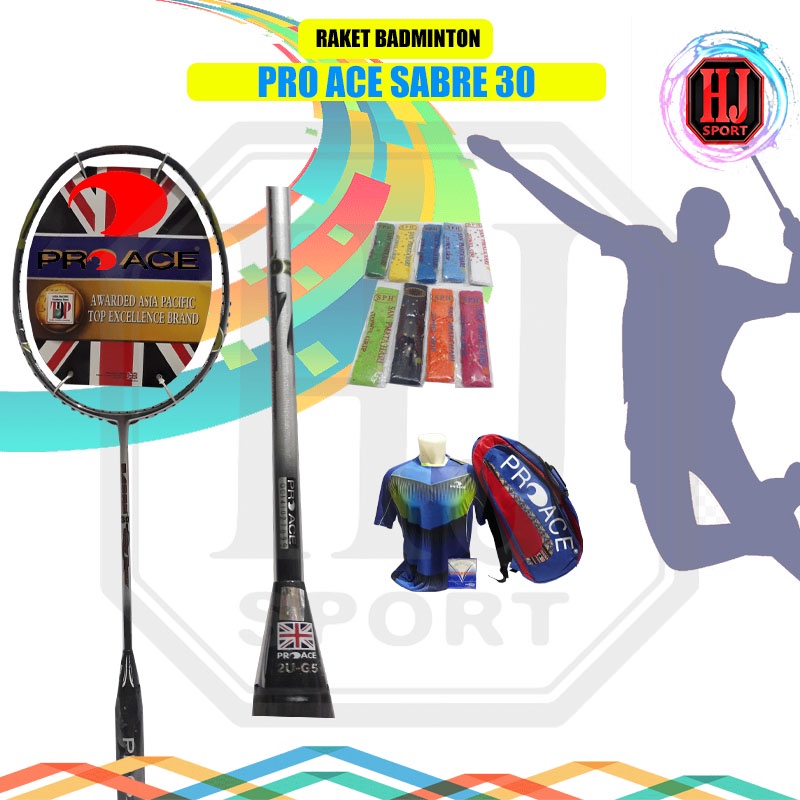 Raket Badminton Original Pro Ace Sabre 30 Bonus Komplit