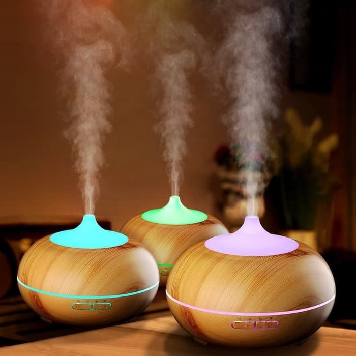 TERBAIK!! Wooden Essential Oil Diffuser Ultrasonic Humidifier - 300 Ml 7  Colors PERFECT