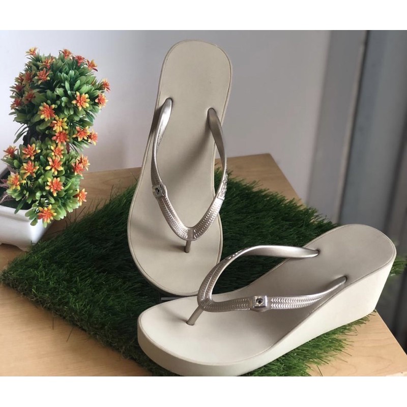 Popits Wedges 7cm Sand Gold Sandal Wanita Original size L