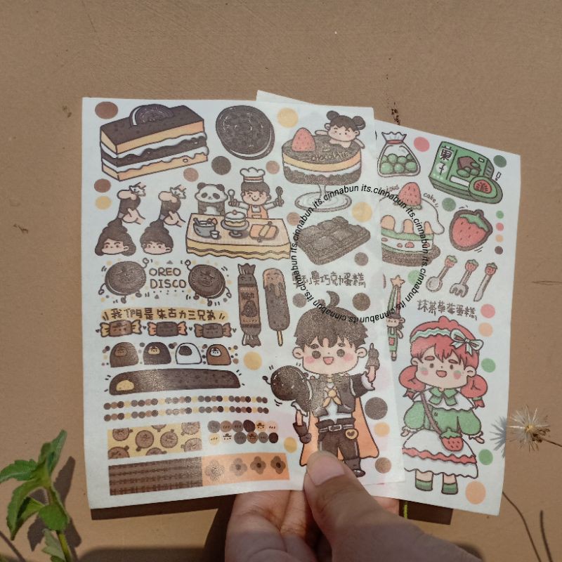 

Lembar Stiker Kertas Karakter Cute Couple Food for Scrapbook Bullet Journal