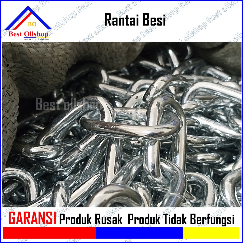 Rantai Kapal 5/16 7 MM / Rantai Besi Besar 7 MM /  Harga Rantai Kapal Besi Meteran / Rantai Besi Galvanis 7 mm/Rante Besi 7 mm Eceran per 0.5 M 1 Meter Murah