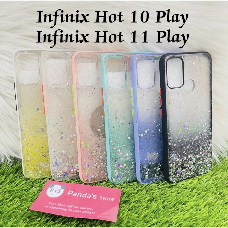 Glitter Case Infinix Hot 10 Play / Hot 11 Play Funny Color Dengan Pelindung Kamera (PsS)