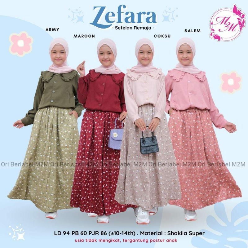 Setelan Dress Gamis Muslim Remaja Usia 10 -14 Tahun Zefara Original M2M