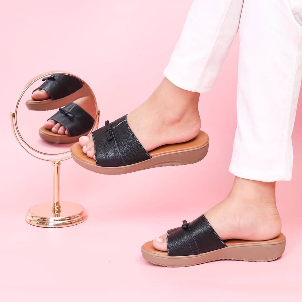 TRUSTKY - Sandal Kulit Wanita / Sandal Wedges Kulit ASLI