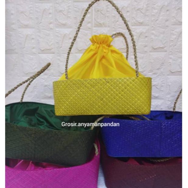 SERBAGUNA TAS PANDAN KOTAK PARCEL WARNA  KERANJANG PARCEL TAS HANTARAN TAS HAMPERS LEBARAN