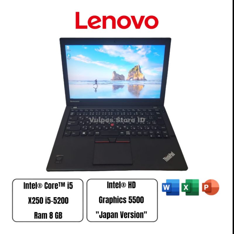 laptop lenovo thinkpad x250 intel core i5 gen 5th ram 8gb ssd 128gb second murah