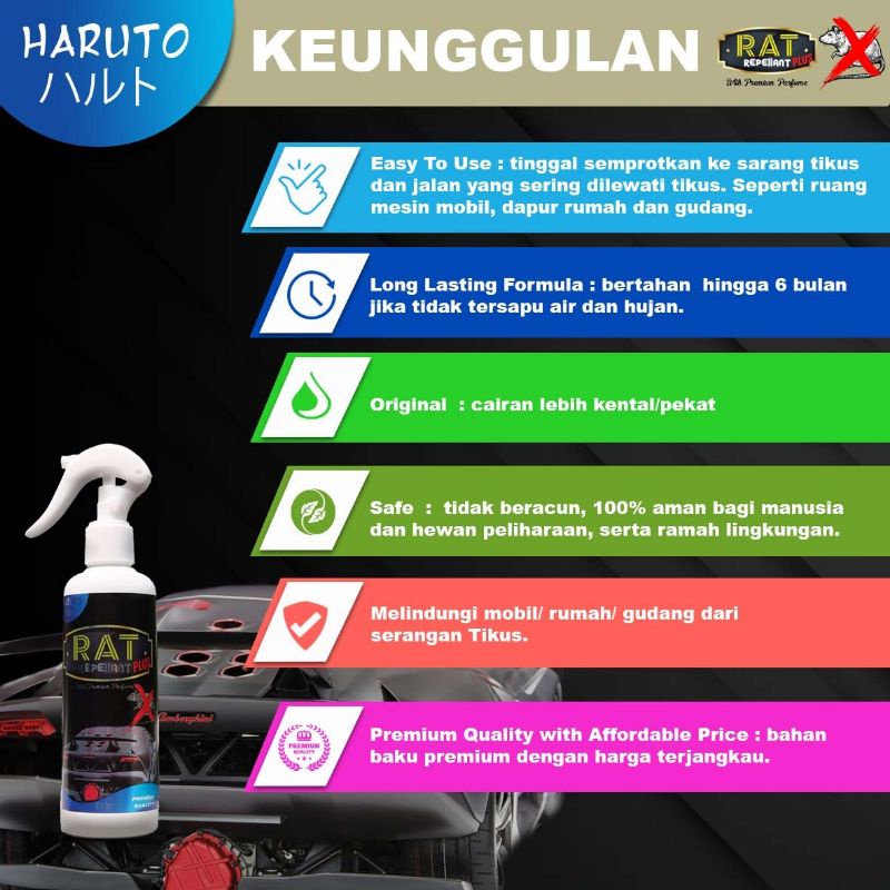 Pengusir tikus mobil premium quality Haruto rat repellant PLUS 250ml