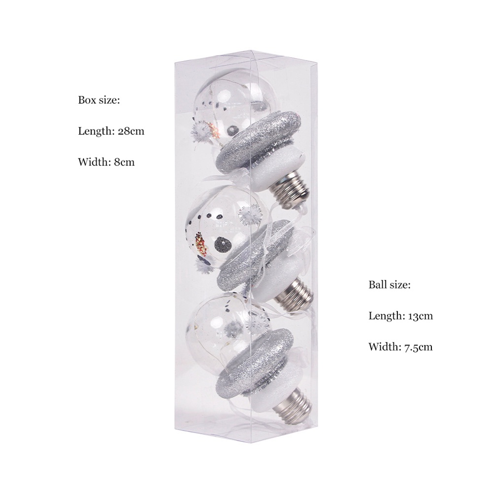 3pcs Liontin Bola Led Luminous Warna Putih Untuk Dekorasi Pohon Natal