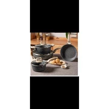 Carote Essential Woody Family Combo Set Pan Anti Lengket 24cm Tanpa Tutup + Panci Sup 24cm + Wajan B