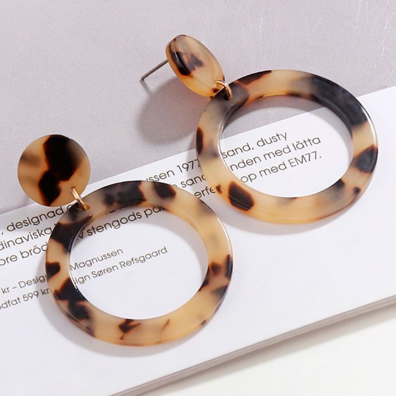 SIY  Leopard Earrings Acetate Earrings Geometric Round Brown Acrylic Drop Earrings