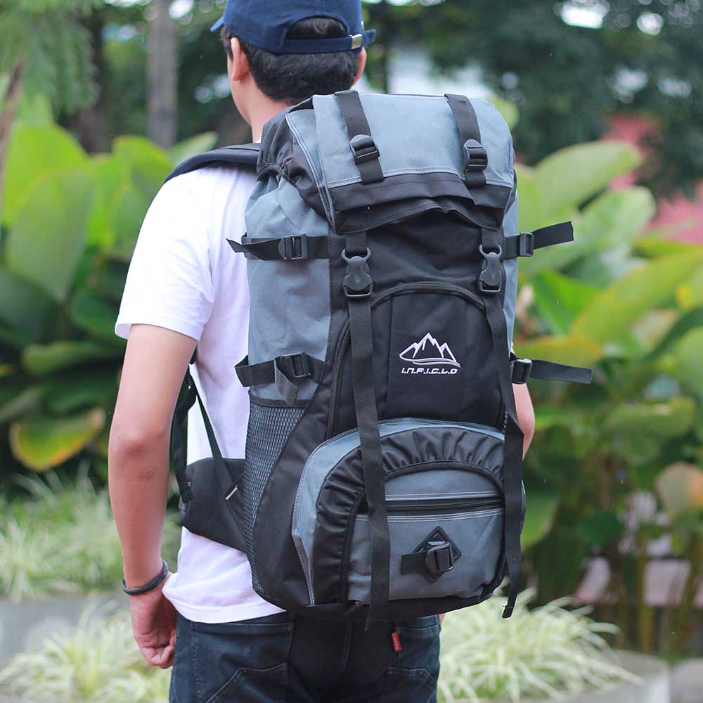 Justrue Ransel Gunung Pria Wanita 60 Liter Abu 014