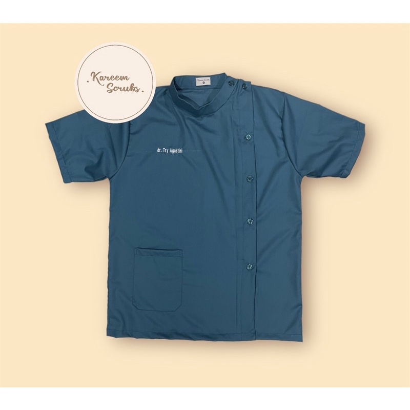 Scrub Korea Leher Shanghai / Baju Jaga Korea Leher Shanghai / Baju Oka / Baju Perawat / Baju Jaga Do