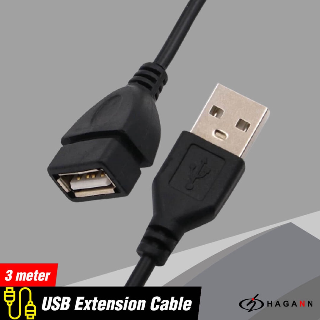 Kabel USB 2.0 Male to Female Extension Sambungan Perpanjangan 3M Cable 3 Meter Extention