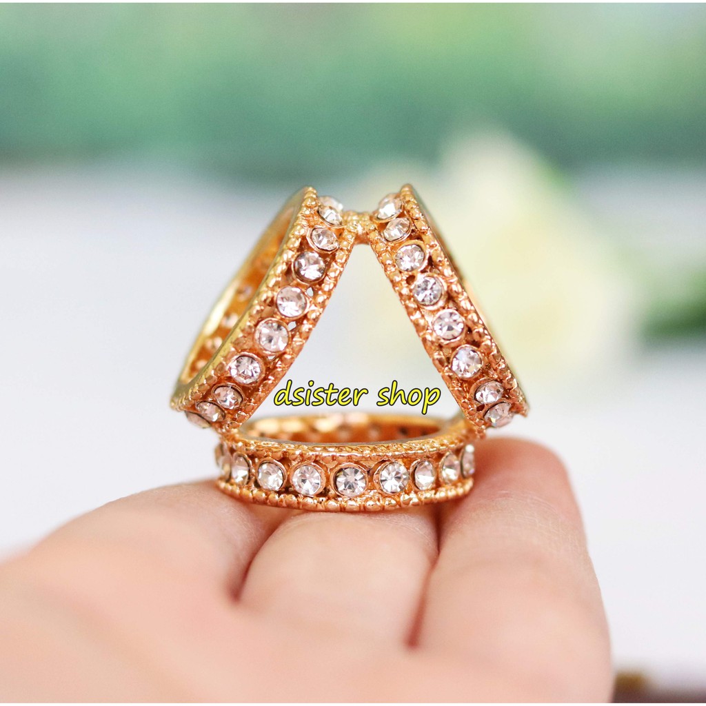 Bros Cincin Ring Aksesories Syal Hijab Bentuk Segitiga Cantik-Model 03 Gold