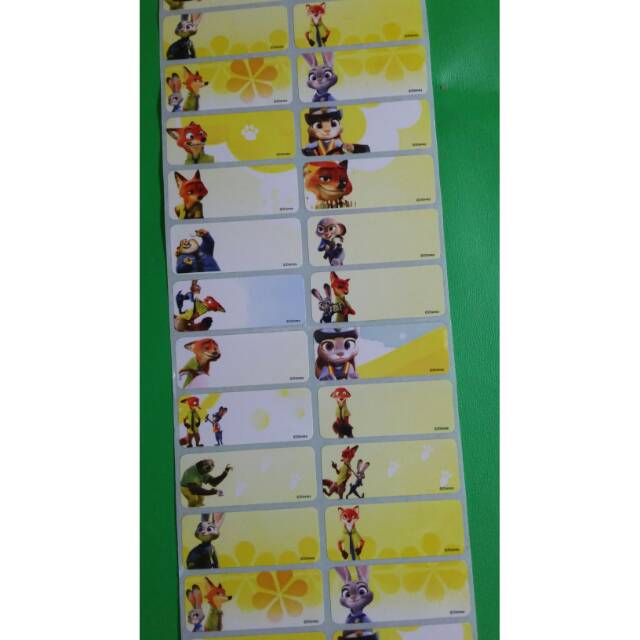 

ZOOTOPIA Stiker label nama waterproof anti air murah