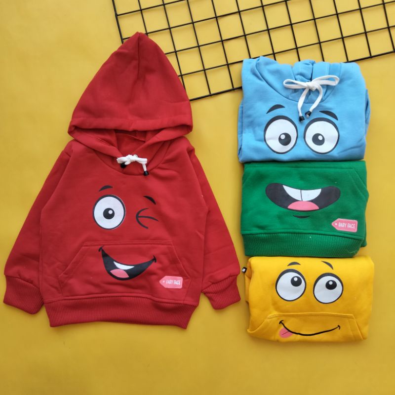 sweater mantel bayi tali 6-18 bulan motif emoticon