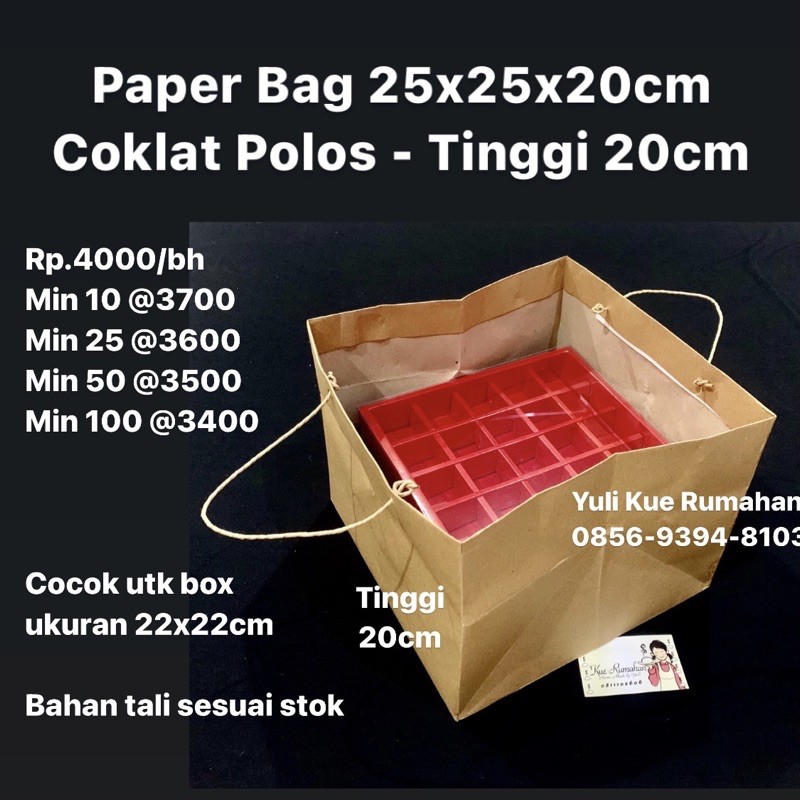 

Paper Bag 25x25x20cm Coklat Polos utk box max 22cm