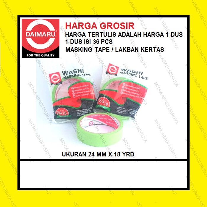 

GROSIR Lakban Kertas WASHI Daimaru Masking Tape 24mm x 18 Yrd Yrds