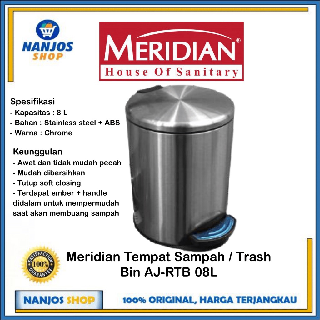 Meridian Tong / Tempat Sampah / Dust Bin / Dustbin Aj Rtb08l 8 L 8l