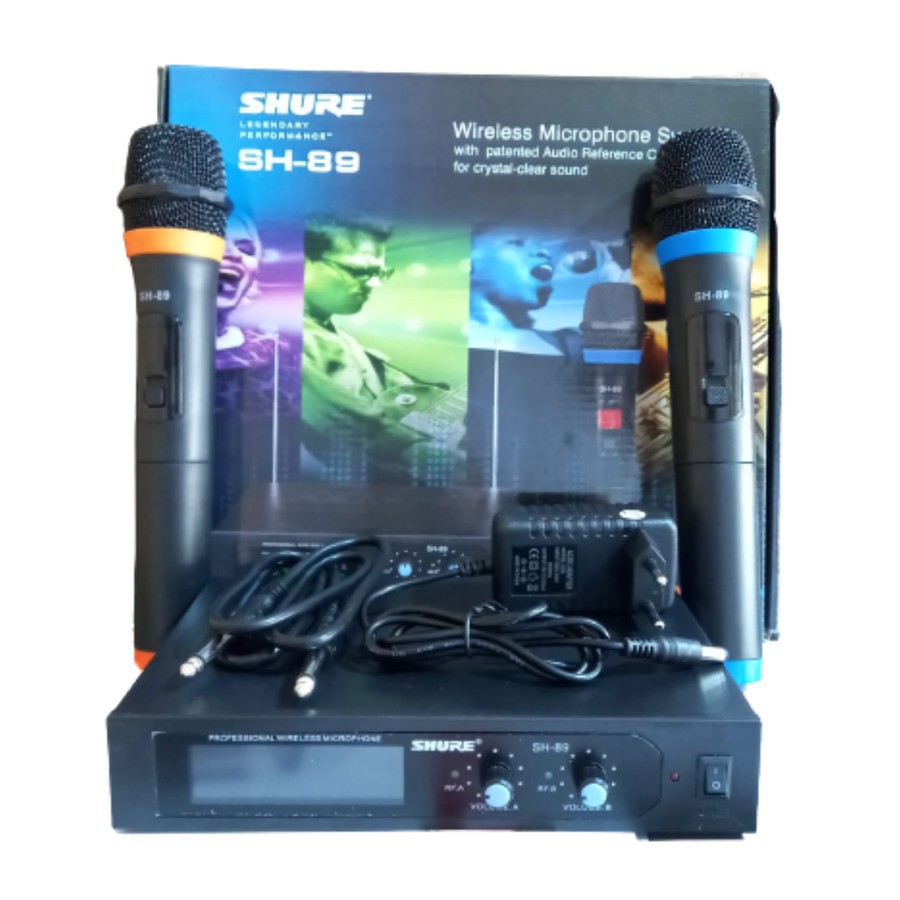 MIC WIRELESS DOUBLE SHURE SH-89 MIKROFON DOUBLE WIRELESS MIC KARAOKE