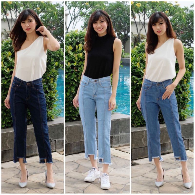 Jessica Boyfriend Jeans - jeans hi-low rawis