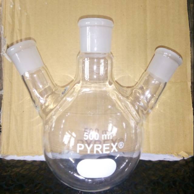 Boiling 3 neck, labu didih leher 3 500 ml PYREX