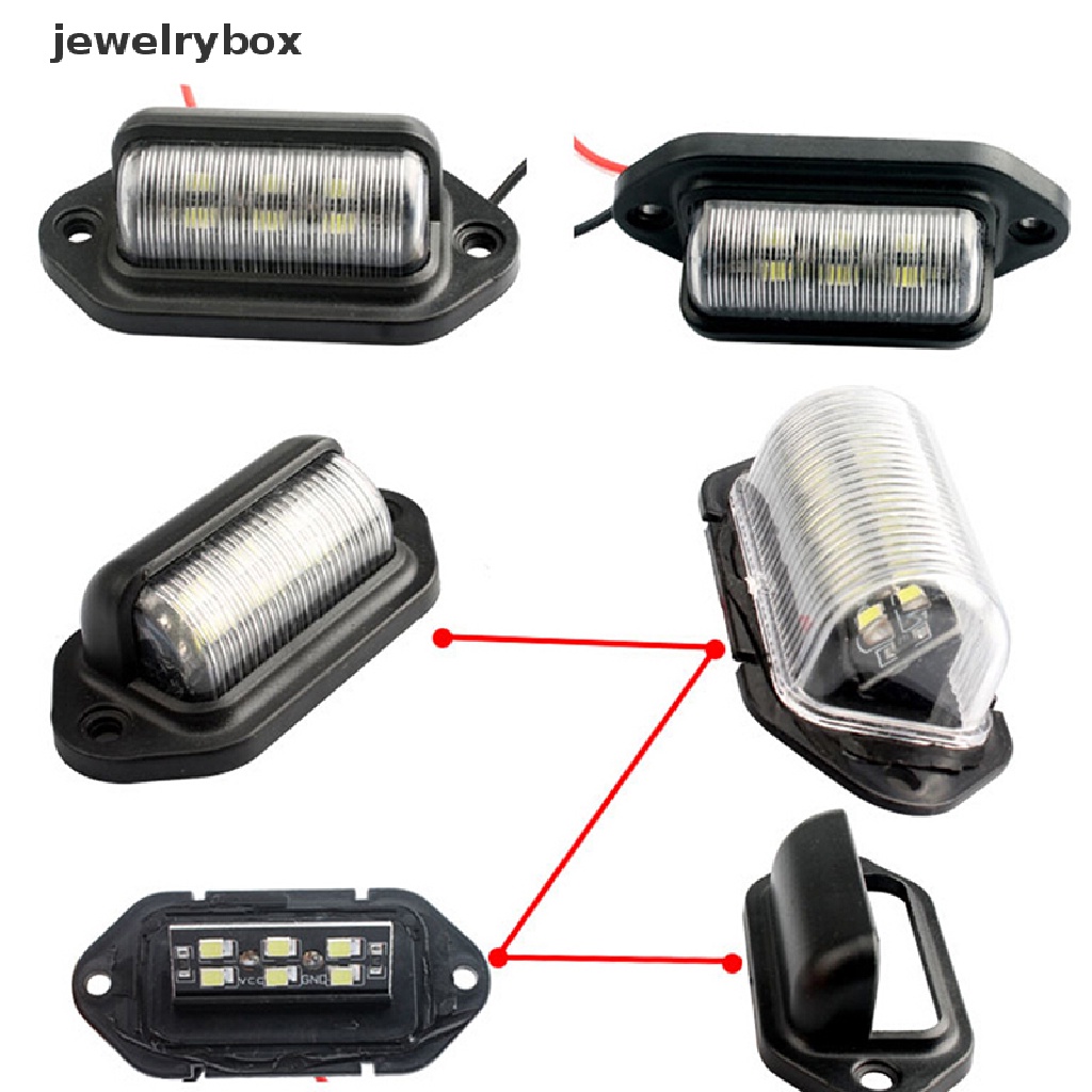 (Box) 1pc Lampu 6-LED 12V Anti Air Untuk Plat Nomor Mobil / Truk / Trailer / Perahu
